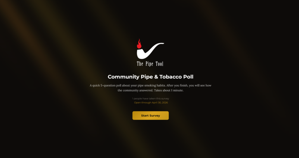 Community Pipe and Tobacco Poll welcome screen